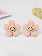 Серьги-клипсы детские «Выбражулька» цветок смайл, розово-коричневые  (артикул 10176945)  большой выбор товаров оптом и в розницу по низким ценам с доставкой