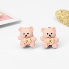 Клипсы детские «Выбражулька» мишка с бантиком, цвет розовый - фото 321180530