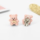 Клипсы детские «Выбражулька» мишка с бантиком, цвет розовый - фото 9388940