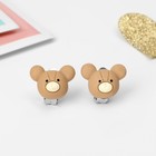Клипсы детские «Выбражулька» мишка, мордочка, цвет коричневый - фото 12185021