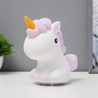 Фигурка светящаяся RISALUX «Антистресс единорог», LED-ночник, мякиш, бело-фиолетовый, 18×10×16 см - Фото 1