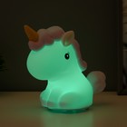 Фигурка светящаяся RISALUX «Антистресс единорог», LED-ночник, мякиш, бело-фиолетовый, 18×10×16 см - Фото 2