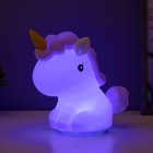Фигурка светящаяся RISALUX «Антистресс единорог», LED-ночник, мякиш, бело-фиолетовый, 18×10×16 см - Фото 5