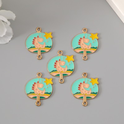 Декор для творчества металл, эмаль «Динозавр и звездочка», 2.7×2.1 см