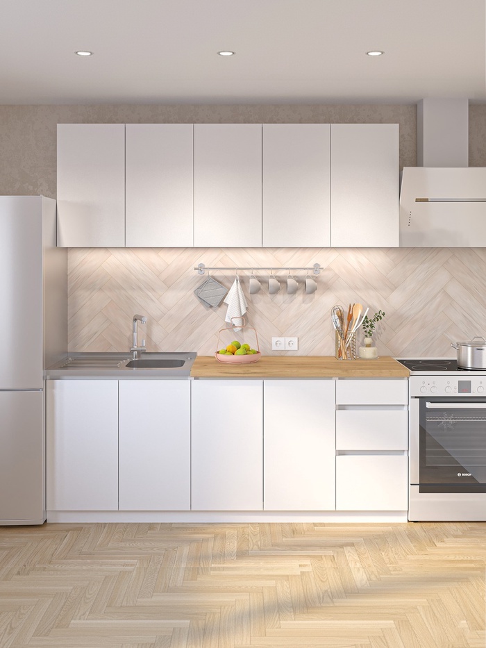 Кухонный гарнитур прямой «Зара», с столешницей, 2000×600 мм, цвет белый - Фото 1