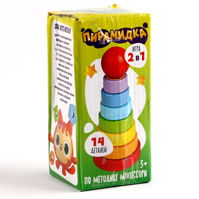 УЦЕНКА Детская развивающая пирамидка «Фигурки» 14×6.2×6.2 см
