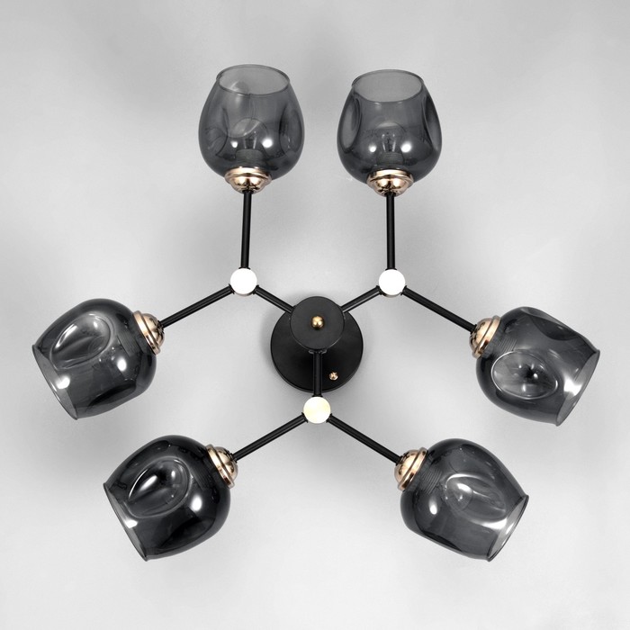 Люстра "Молекула" 6хЕ27 40Вт черно-золотой 75х75х36 см
