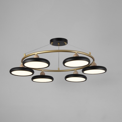 Люстра «Моника» 6 LED 144 Вт 3000-6000К черно-золотой 78×78×100 см