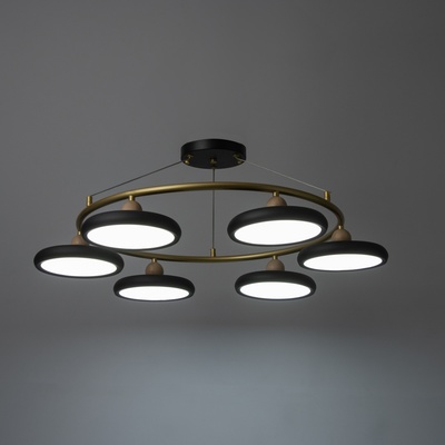 Люстра «Моника» 6 LED 144 Вт 3000-6000К черно-золотой 78×78×100 см