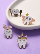 Набор значков (4 шт.) «Зубы», цветной в золоте - Фото 5