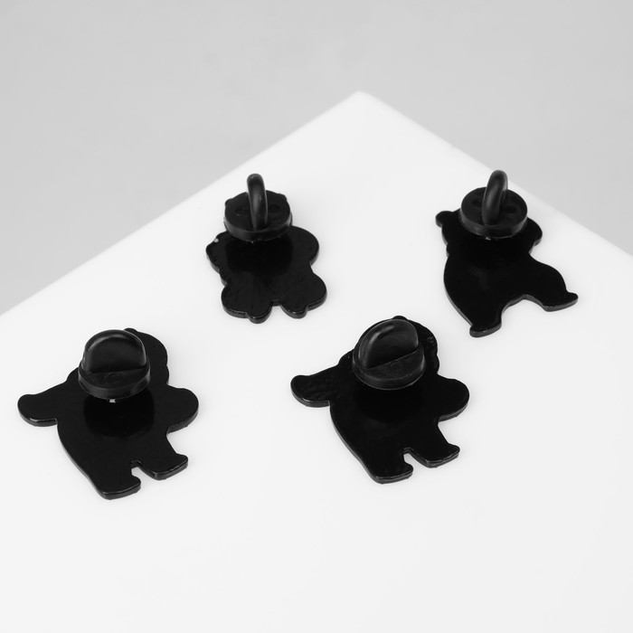 Набор значков (4шт.) "Медведи", цветной в чёрном металле