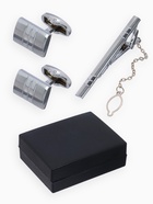 Набор мужской стальной «Запонки + Зажим для галстука» брутальность, чёрный в серебре - Фото 1