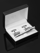 Набор мужской стальной «Запонки + Зажим для галстука» брутальность, чёрный в серебре - Фото 9