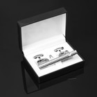 Набор мужской «Запонки + Зажим для галстука» клетки, цвет белый в серебре - фото 321181071