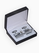 Набор мужской стальной «Запонки + Зажим для галстука» клетки, белый в серебре - Фото 2