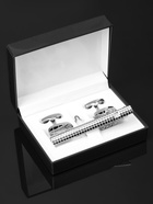 Набор мужской стальной «Запонки + Зажим для галстука» клетки, белый в серебре - фото 60944410