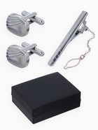 Набор мужской стальной «Запонки + Зажим для галстука» линии, цвет серебро - Фото 1