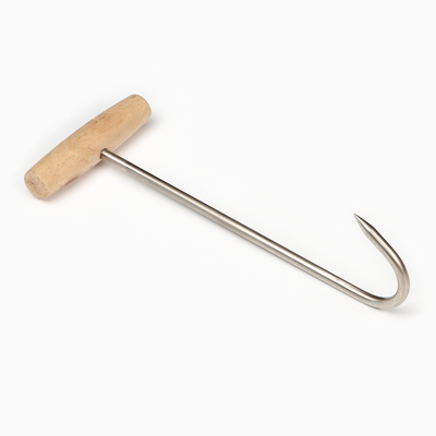 Обвалочный крюк для мяса, 30 см, с деревянной ручкой