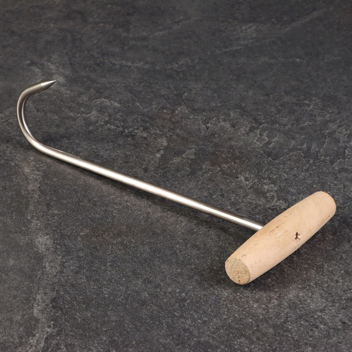 Обвалочный крюк для мяса, 30см, с деревянной ручкой - фото 1905186211