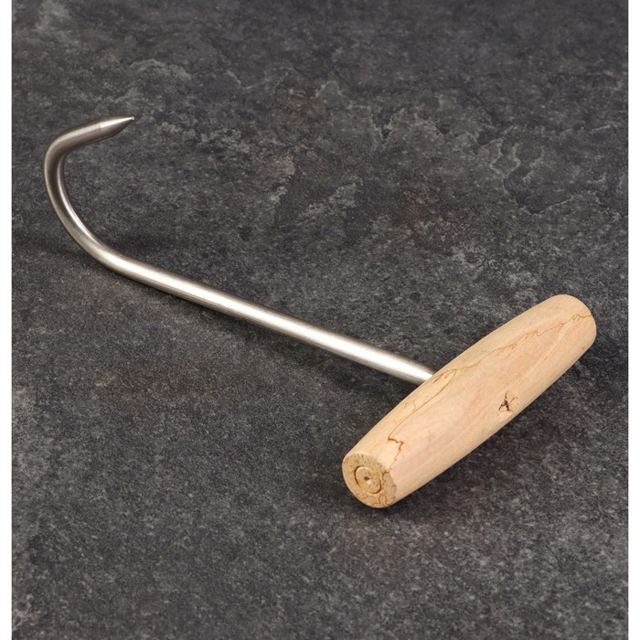Обвалочный крюк для мяса, 18см, с деревянной ручкой - фото 1905186216