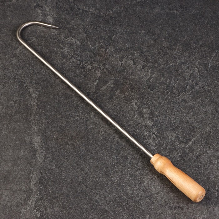 Крюк для мяса универсальный, 49см, с деревянной ручкой - фото 1883082918