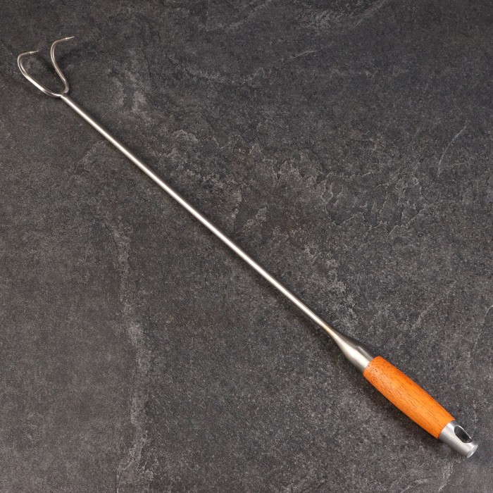 Крюк для мяса универсальный двойной, 62см, с деревянной ручкой - фото 1905186241
