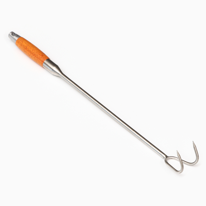 Крюк для мяса универсальный, 50 см, двойной, с деревянной ручкой - Фото 1