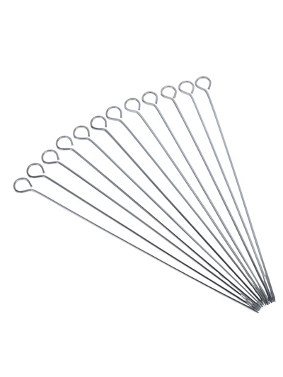 Набор шпажек-шампуров для шашлыка, 12 шт., 35 см, рукоять - кольцо 2 см, металлические