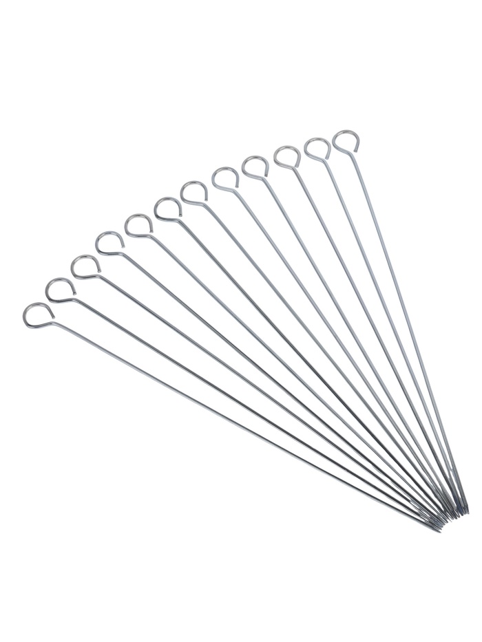 Набор шпажек-шампуров для шашлыка, 12 шт., 35 см, рукоять - кольцо 2 см, металлические - Фото 1