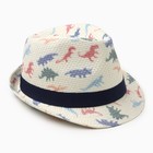 Шляпа для мальчиков "Динозаврики" MINAKU, р-р 52-54, цв. молочный - фото 26406561