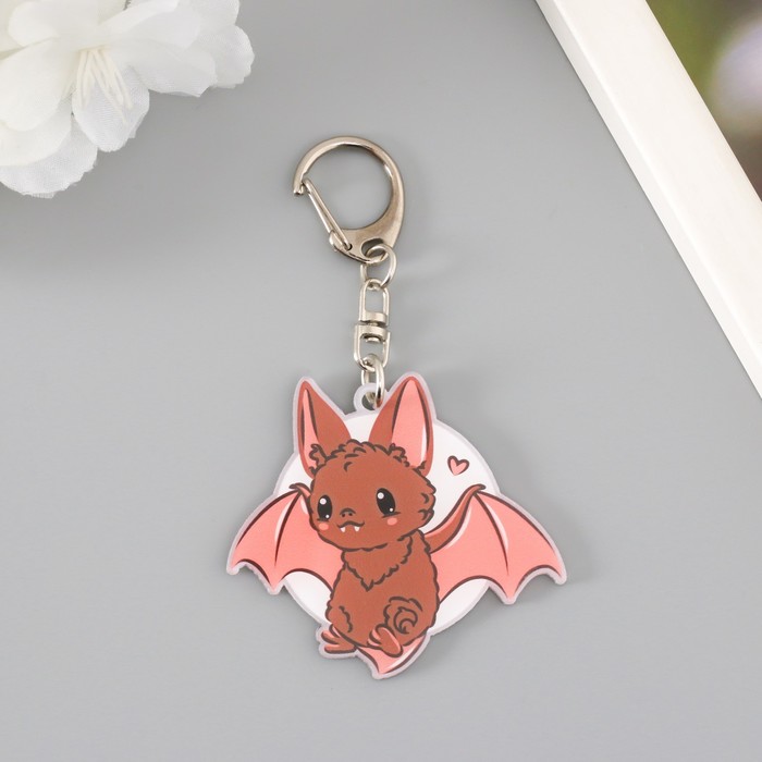 Брелок для ключей на кольце «Летучая мышь на фоне луны», акрил, 5.5×5 см - Фото 1