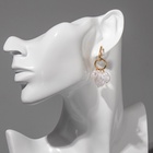 Серьги с жемчугом «Артемида» трио, цвет белый в золоте - Фото 2