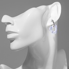 Серьги с эмалью «Сердце» разводы, цвет бело-синий в серебре - Фото 2