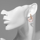 Серьги с эмалью «Сердце» разводы, цвет бело-розовый в золоте - Фото 2