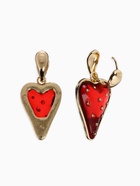 Серьги ассорти «Клубника-сердце», красные в золоте  (артикул 10203631)  большой выбор товаров оптом и в розницу по низким ценам с доставкой
