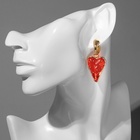 Серьги ассорти «Клубника-сердце», красные в золоте - Фото 3