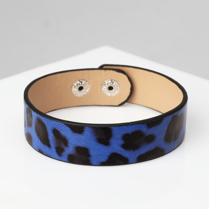 Браслет кожа "Сафари" леопард, цвет чёрно-синий, 22 см