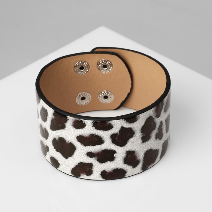 Браслет кожа "Сафари" леопард, широкий, цвет коричнево-белый, 23,5 см