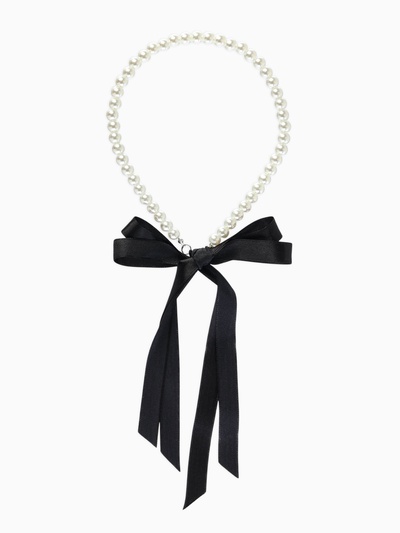 Бусы «Бантик», жемчужины с завязкой, L= 40 см, черный, белый