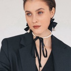 Бусы «Бантик» жемчужины с завязкой, L= 40 см, черный, белый - Фото 1