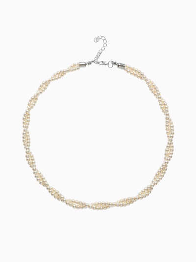 Бусы «Переплетение», с жемчугом, белые, 45 см