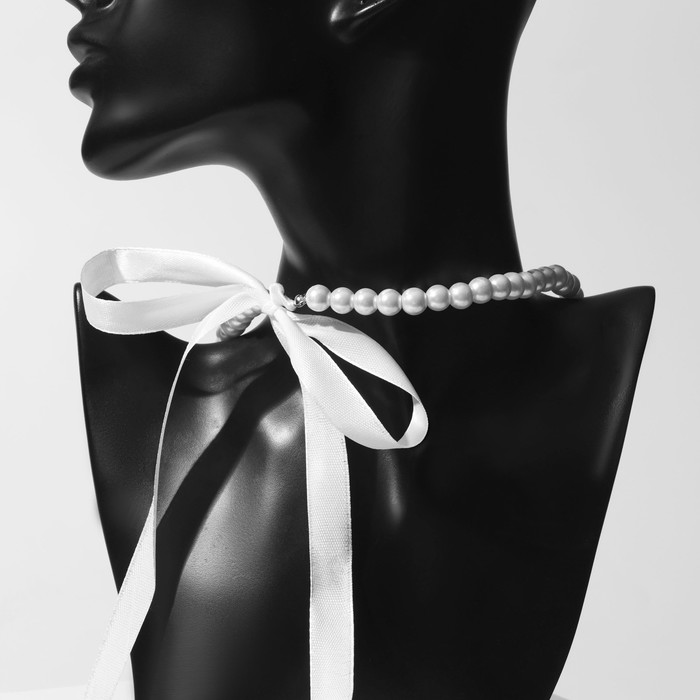Чокер «Новый стиль» жемчужины с завязкой, цвет белый 40 см