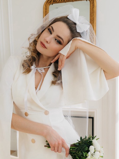 Бусы «Бантик» жемчужины с завязкой, белые, 40 см