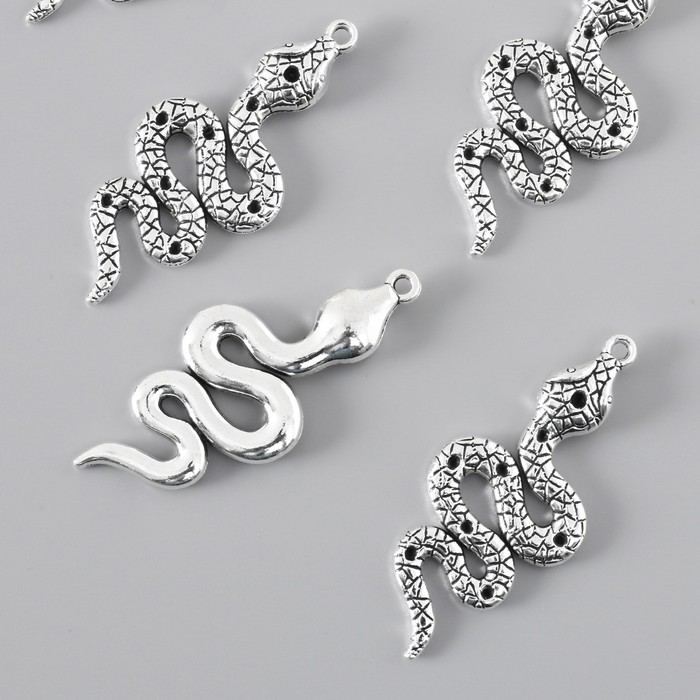 Декор для творчества металл "Змей" серебро 5х2,1 см
