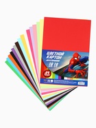Цветной картон тонированный, А4, 16 листов, 16 цветов, немелованный, двусторонний, в пакете, 180 г/м², «Человек-паук» - Фото 5