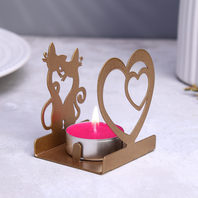 Подсвечник на 1 свечу «Любовь и котята», металл, 6.5×5.5×7 см, под золото