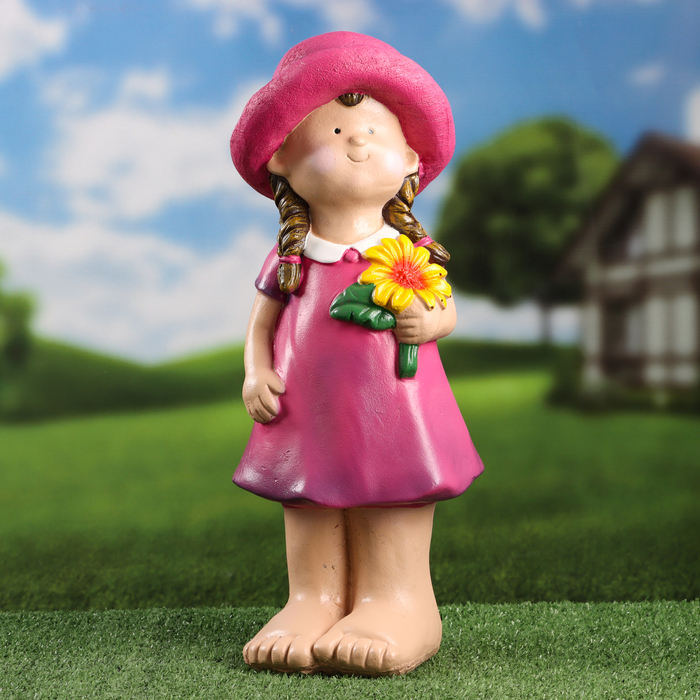 Садовая фигура "Девочка Галя с цветком" 43х16см - Фото 1