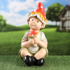 Садовая фигура "Мальчик Гоша в шапке мухамора" 40х20см - фото 298826900
