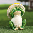 Садовая фигура "Лягушонок в шляпе с закрытыми глазами" 14х14х18см - фото 10000497