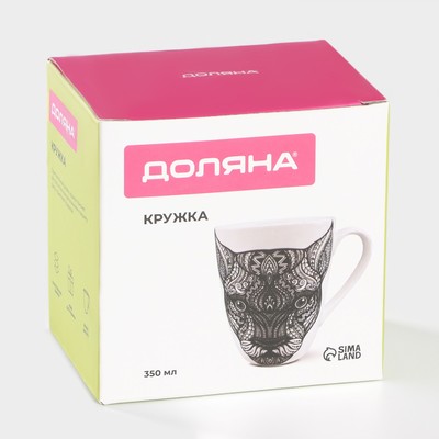 Кружка Доляна «Пантера», 350 мл, фарфор, белая